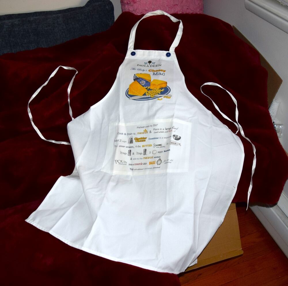 Paula Deen Apron The Lady's Cheesy Mac White NWOT